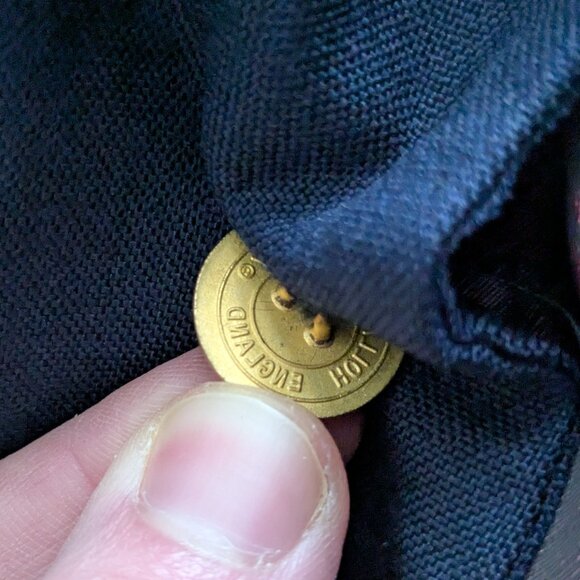 Custom Hand Tailored Navy Wool Blazer Gold Tone Nautical Buttons US44R - Picture 8 of 9